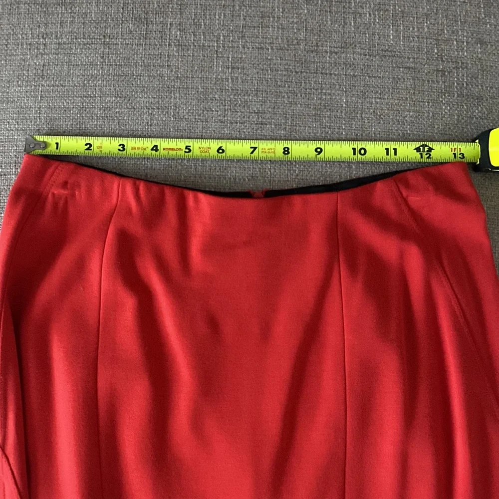 Ann Taylor Red Ponte Knit Pencil Midi Skirt